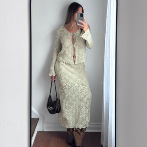 NWT COMMENSE Crochet Knit Set Linen Blend Festival Size Medium